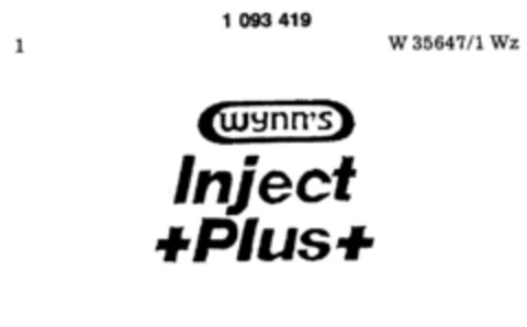 wynn`s Inject +Plus+ Logo (DPMA, 02.11.1985)