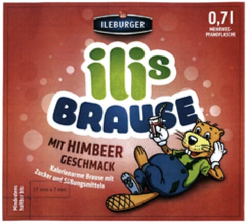 ilis BRAUSE MIT HIMBEERGESCHMACK Kalorienarme Brause mit Zucker und Süßungsmitteln Logo (DPMA, 01/27/2016)