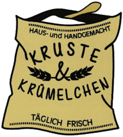 HAUS- und HANDGEMACHT KRUSTE & KRÜMELCHEN TÄGLICH FRISCH Logo (DPMA, 16.04.2021)
