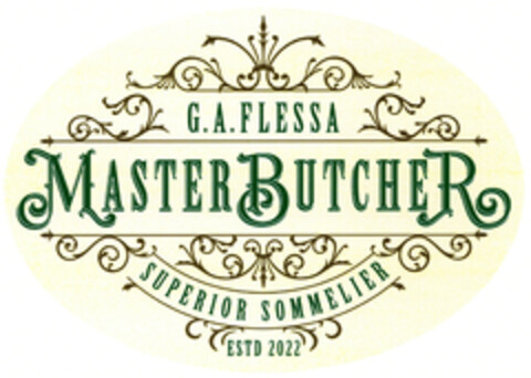 G.A.FLESSA MASTERBUTCHER SUPERIOR SOMMELIER ESTD 2022 Logo (DPMA, 05.04.2022)