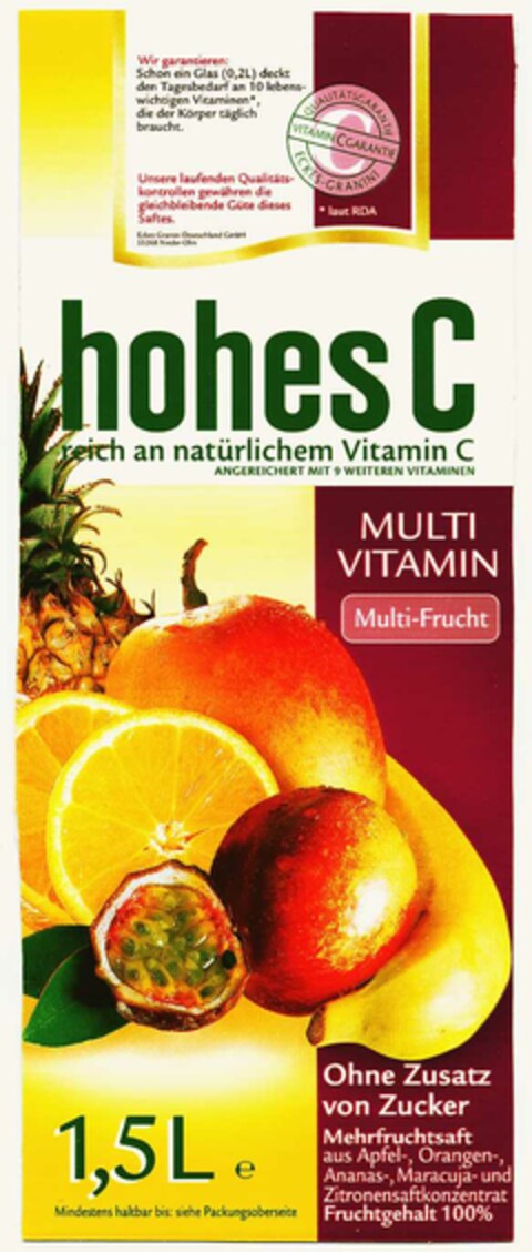 hohes C MULTIVITAMIN Multi-Frucht Logo (DPMA, 11.02.2003)