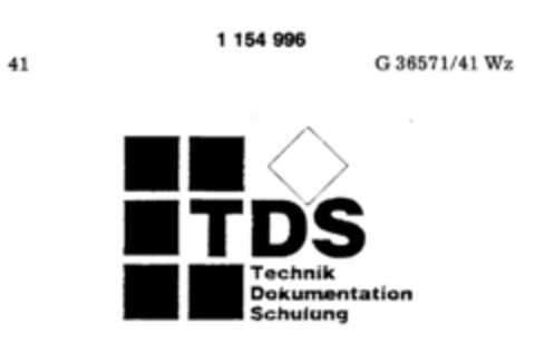 TDS TECHNIK DOKUMENTATION SCHULUNG Logo (DPMA, 22.03.1989)