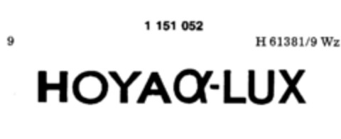 HOYA a-LUX Logo (DPMA, 05.04.1989)