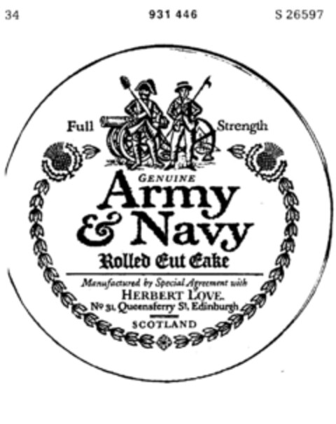 Army & Navy Rolled Cut Cake Logo (DPMA, 18.04.1973)