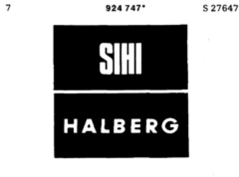 SIHI HALBERG Logo (DPMA, 25.02.1974)