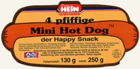 Dieter HEiN 4 pfiffige Mini Hot Dog Logo (DPMA, 09/23/2002)