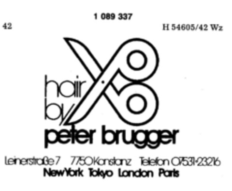 hair by peter brugger Logo (DPMA, 01.10.1985)