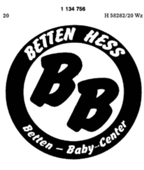BETTEN HESS Betten-Baby-Center Logo (DPMA, 09.09.1987)