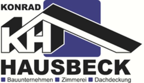 KH KONRAD HAUSBECK Bauunternehmen Zimmerei Dachdeckung Logo (DPMA, 24.04.2024)
