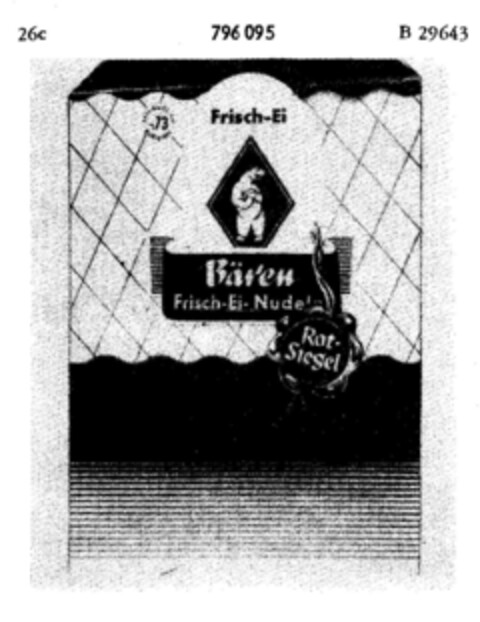 Bären Frisch-Ei-Nudeln Rot-Siegel Logo (DPMA, 25.07.1963)