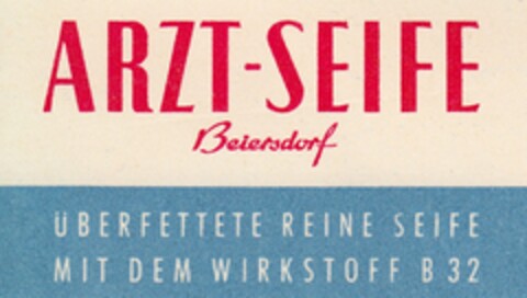 ARZT-SEIFE  Beiersdorf ÜBERFETTETE REINE SEIFE MIT DEM WIRKSTOFF B32 Logo (DPMA, 03/31/1952)