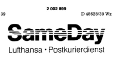 Same Day Lufthansa Postkurierdienst Logo (DPMA, 24.10.1990)