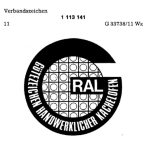 G RAL GÜTEZEICHEN HANDWERKLICHER KACHELOFEN Logo (DPMA, 11/05/1986)