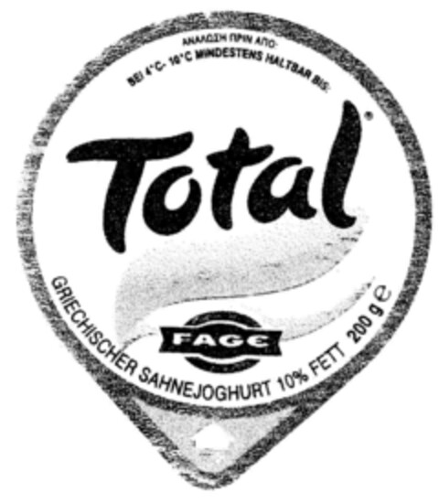 Total GRIECHISCHER SAHNEJOGHURT Logo (DPMA, 03.02.2000)