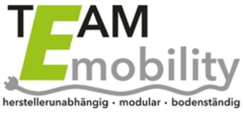 TEAM Emobility herstellerunabhängig · modular · bodenständig Logo (DPMA, 03.06.2025)