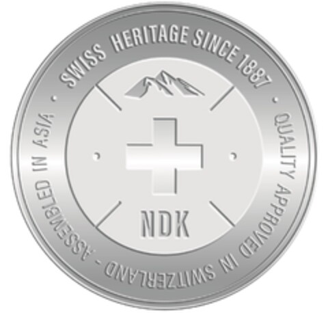 NDK SWISS HERITAGE SINCE 1887 · QUALITY APPROVED IN SWITZERLAND - ASSEMBLED IN ASIA · Logo (DPMA, 12.05.2020)