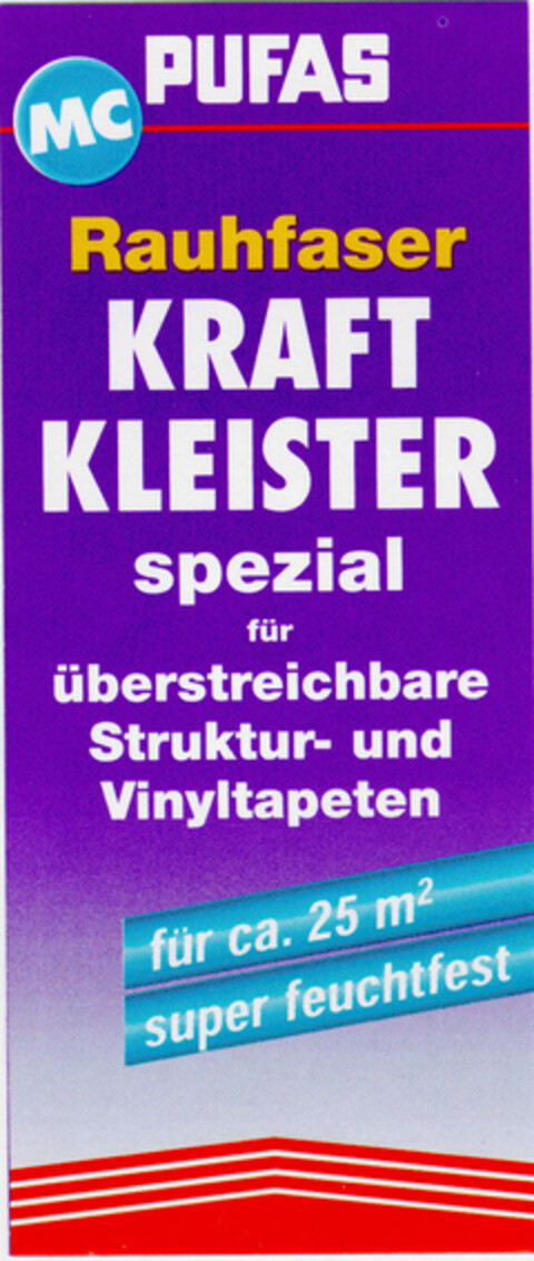 MC PUFAS Rauhfaser KRAFT KLEISTER spezial für überstreichbare Struktur- und Vinyltapeten Logo (DPMA, 10/13/1998)