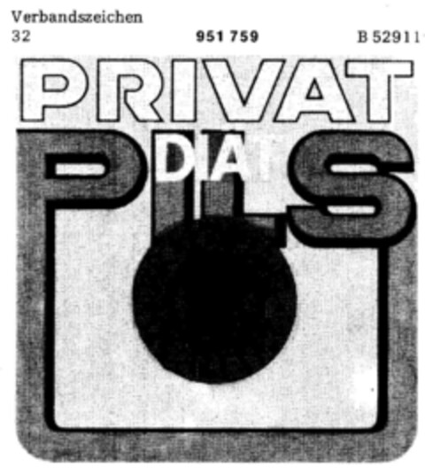 PRIVAT DIÄT PILS Logo (DPMA, 25.07.1974)