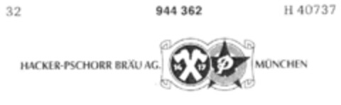 HACKER-PSCHORR BRAEU AG. MÜNCHEN Logo (DPMA, 05.08.1975)