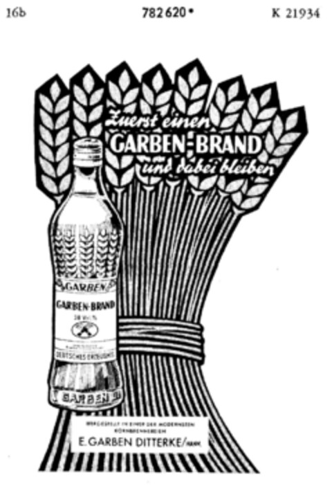 Zuerst einen GARBEN-BRAND und dabei bleiben E. GARBEN DITTERKE Logo (DPMA, 09/06/1963)