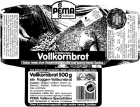 PEMA Vollkorn Fränkisches Vollkornbrot Logo (DPMA, 07.12.1992)