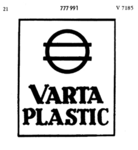 VARTA PLASTIC Logo (DPMA, 30.03.1960)
