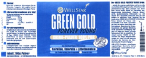 WELLSTAR GREEN GOLD FOREVER YOUNG DRINK-PULVER 100% PUR Logo (DPMA, 12/17/2004)