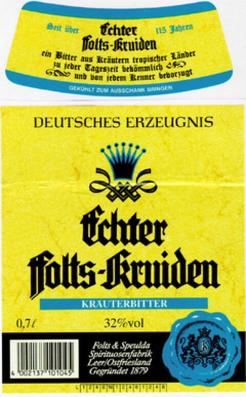 Echter Folts-Kruiden KRÄUTERBITTER Logo (DPMA, 07/22/1996)