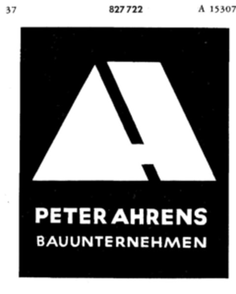 PETER AHRENS BAUUNTERNEHMEN Logo (DPMA, 05.03.1965)