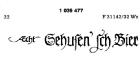 AEcht Sehusen`sch Bier Logo (DPMA, 14.04.1982)