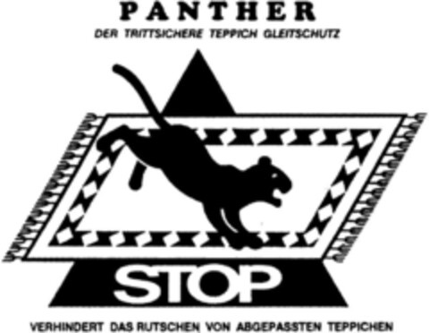 PANTHER DER TRITTSICHERE TEPPICH GLEITSCHUTZ STOP Logo (DPMA, 04.05.1993)
