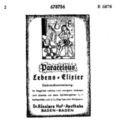 Paracelsus Lebens-Elixier Logo (DPMA, 11.09.1954)