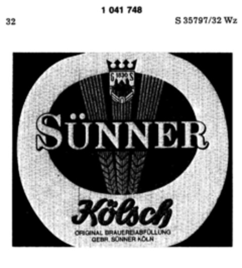 SÜNNER Kölsch Logo (DPMA, 02.01.1981)