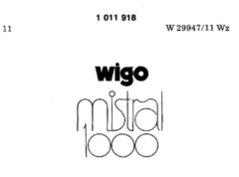 wigo mistral 1000 Logo (DPMA, 07/24/1979)