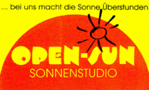 ... bei uns macht die Sonne Überstunden OPEN-SUN SONNENSTUDIO Logo (DPMA, 28.09.2001)