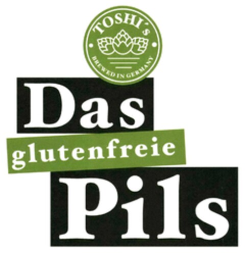 TOSHI's Das glutenfreie Pils BREWED IN GERMANY Logo (DPMA, 29.12.2017)