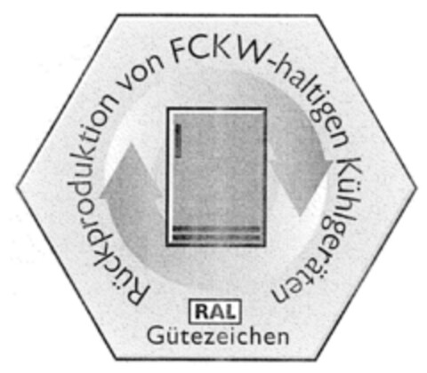 Rückproduktion von FCKW-haltigen Kühlgeräten RAL Gütezeichen Logo (DPMA, 13.03.1999)