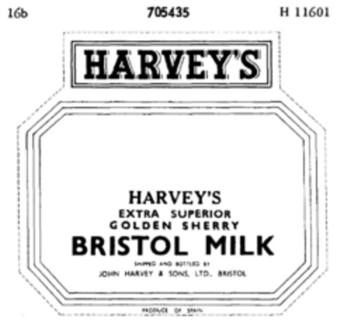 HARVEY'S BRISTOL MILK Logo (DPMA, 04/24/1956)