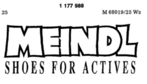 MEINDL SHOES FOR ACTIVES Logo (DPMA, 17.08.1990)