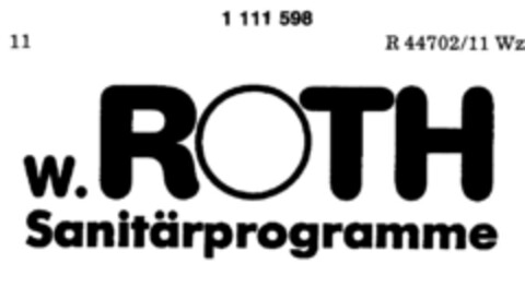 W.ROTH Sanitärprogramme Logo (DPMA, 13.09.1986)