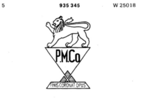 P.M.Co FINIS CORONAT OPUS Logo (DPMA, 07.06.1973)