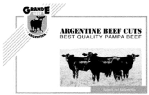 GRANDE BEEF ARGENTINE BEEF CUTS BEST QUALITY PAMPA BEEF Logo (DPMA, 02.08.2000)