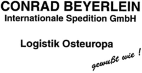 CONRAD BEYERLEIN Internationale Spedition GmbH Logo (DPMA, 20.02.1998)