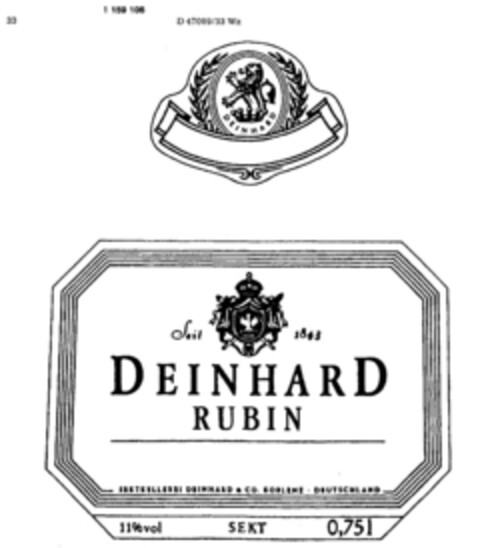 DEINHARD RUBIN Logo (DPMA, 07.09.1989)