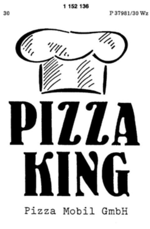 PIZZA KING Logo (DPMA, 22.04.1989)