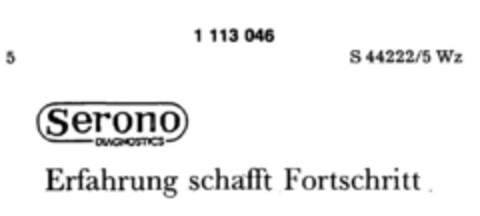 Serono DIAGNOSTICS Erfahrung schafft Fortschritt Logo (DPMA, 18.12.1986)