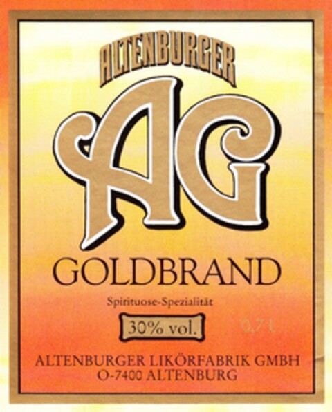 ALTENBURGER AG GOLDBRAND Spirituose-Spezialität Logo (DPMA, 04.12.1993)