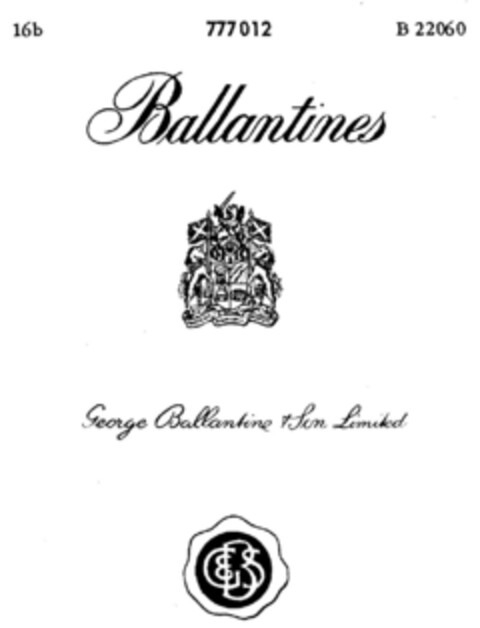 Ballantines Logo (DPMA, 09.03.1960)