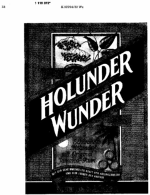 HOLUNDER WUNDER MIT RUM Logo (DPMA, 02/05/1988)