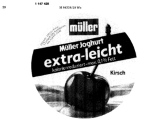 Müller Joghurt extra-leicht kalorienreduziert Kirsch Logo (DPMA, 16.01.1989)